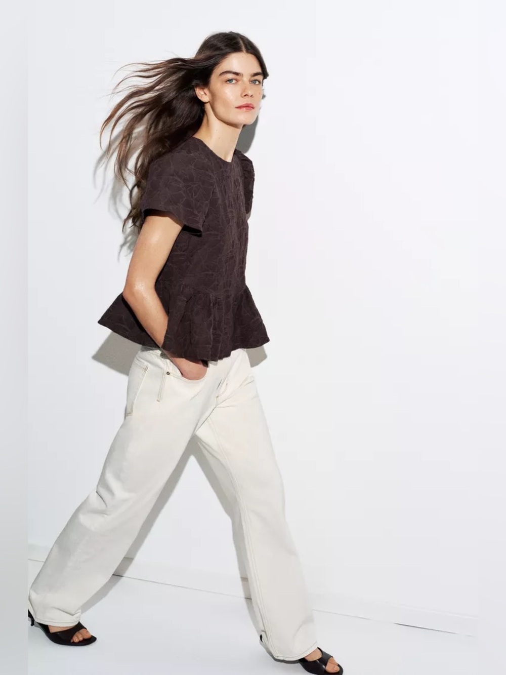 NWT Zara BALLOON PEPLUM TOP